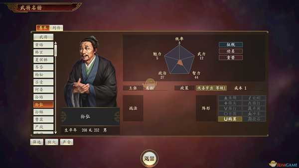 《三国志14》孙弘武将点评