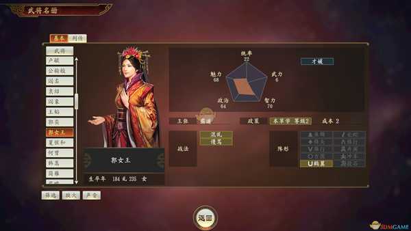 《三国志14》郭女王武将点评