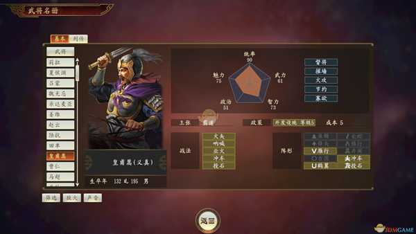 《三国志14》皇甫嵩武将点评