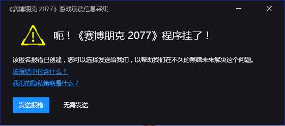 《赛博朋克2077》报错崩溃解决方法介绍