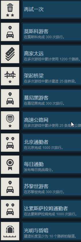 《迷你高速公路》全成就一览
