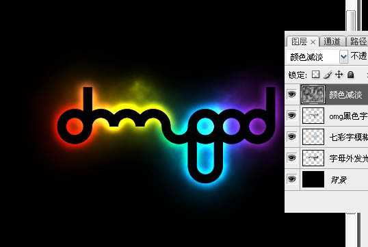 Photoshop 梦幻的彩色发光文字效果