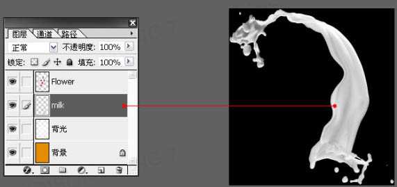 Photoshop合成牛奶泼洒出纯白色花朵的效果