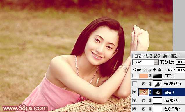 Photoshop将美女图片打造出甜美的春季粉红色