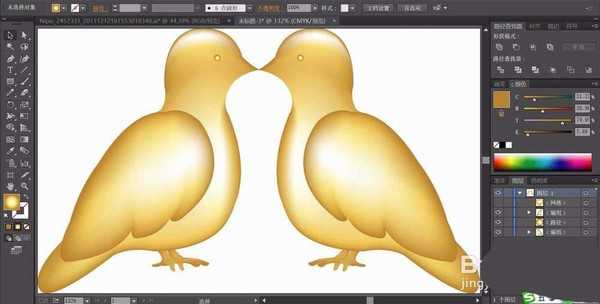ai怎么设计面对面的两只金鸟矢量图?