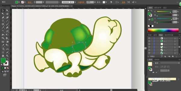 ai怎么手绘卡通乌龟矢量图?