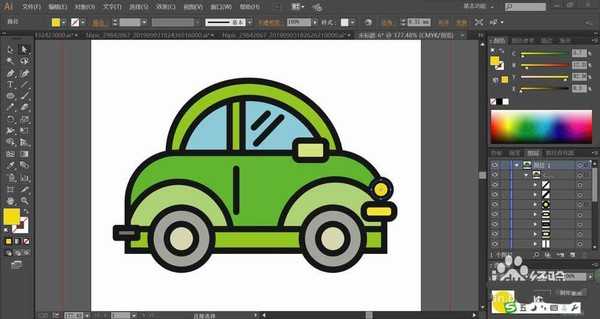 ai怎么绘制漂亮的微型车? ai绿色小汽车的绘制方法