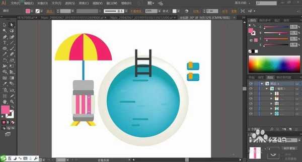 ai怎么手绘游泳池矢量图? ai游泳池插画的画法