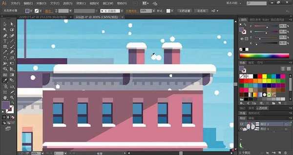 ai怎么设计冬季城市插画? ai手绘城市入冬矢量图的技巧