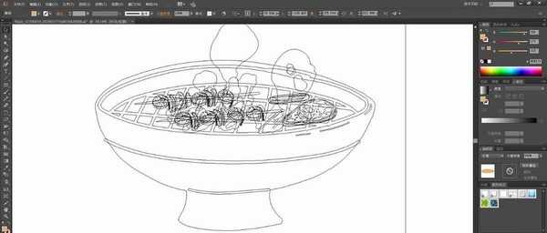 ai怎么设计一幅铁锅烤串的素材插画?